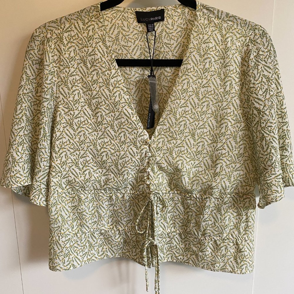 Lucy Paris NWT Green Floral Crop Top